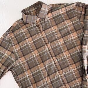 Cabela's Button Down Mens MEDIUM‎ Long Sleeve Brown Plaid. Fall. Neutral